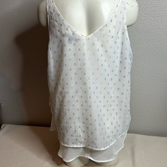 : Lane Bryant White & Gold Sheer Layered Tank Top - Size 14 - Picture 4 of 7